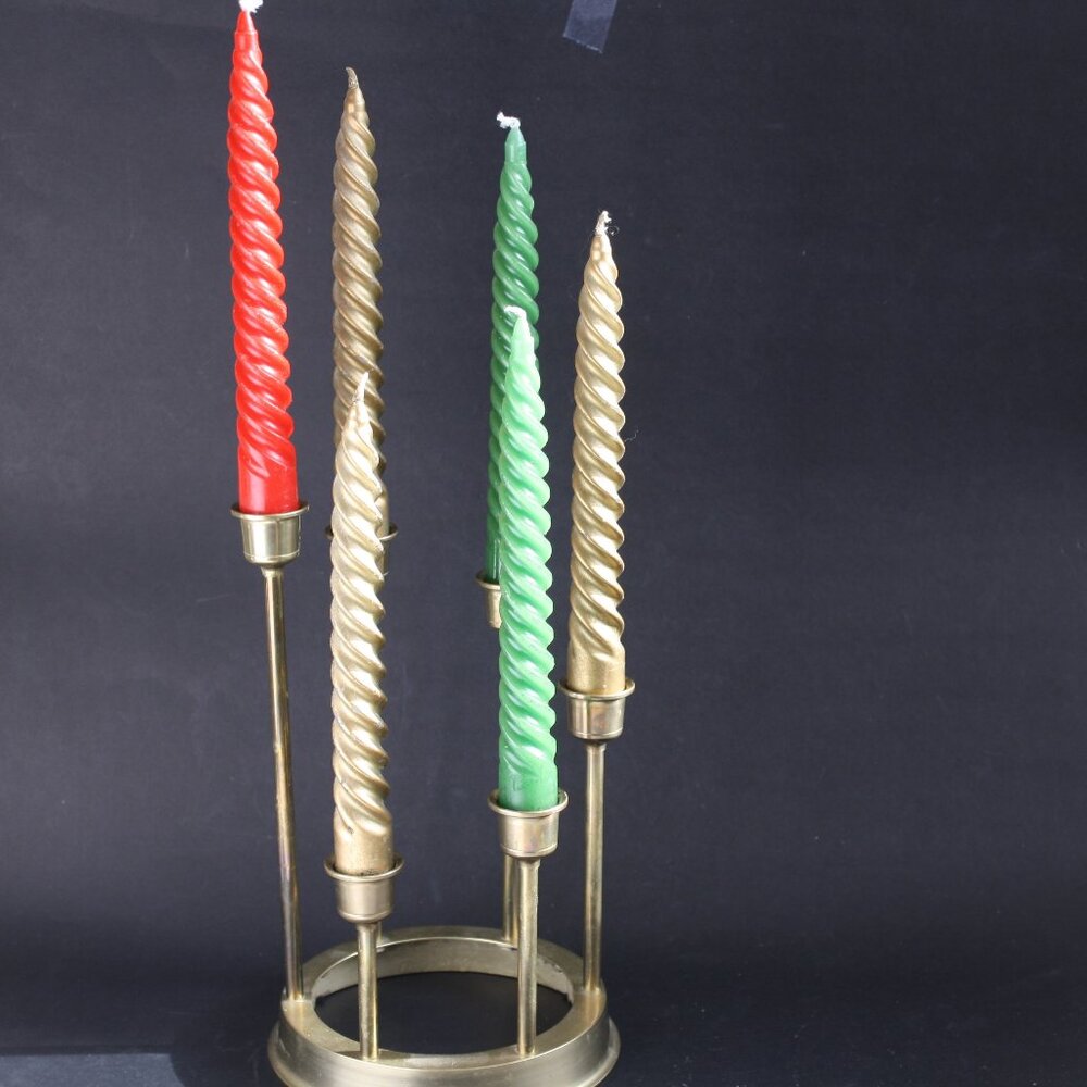 Vintage Brass Multi candle holder Centerpiece Holidays Candleabra Home Decor